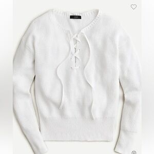 J. Crew Women's 100% cotton Lace-Up Sweater White size Large